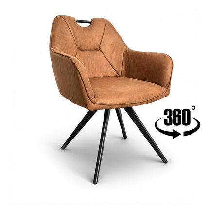 Lars Deal 130cm mango + 4x Indiana stoel misty cognac
