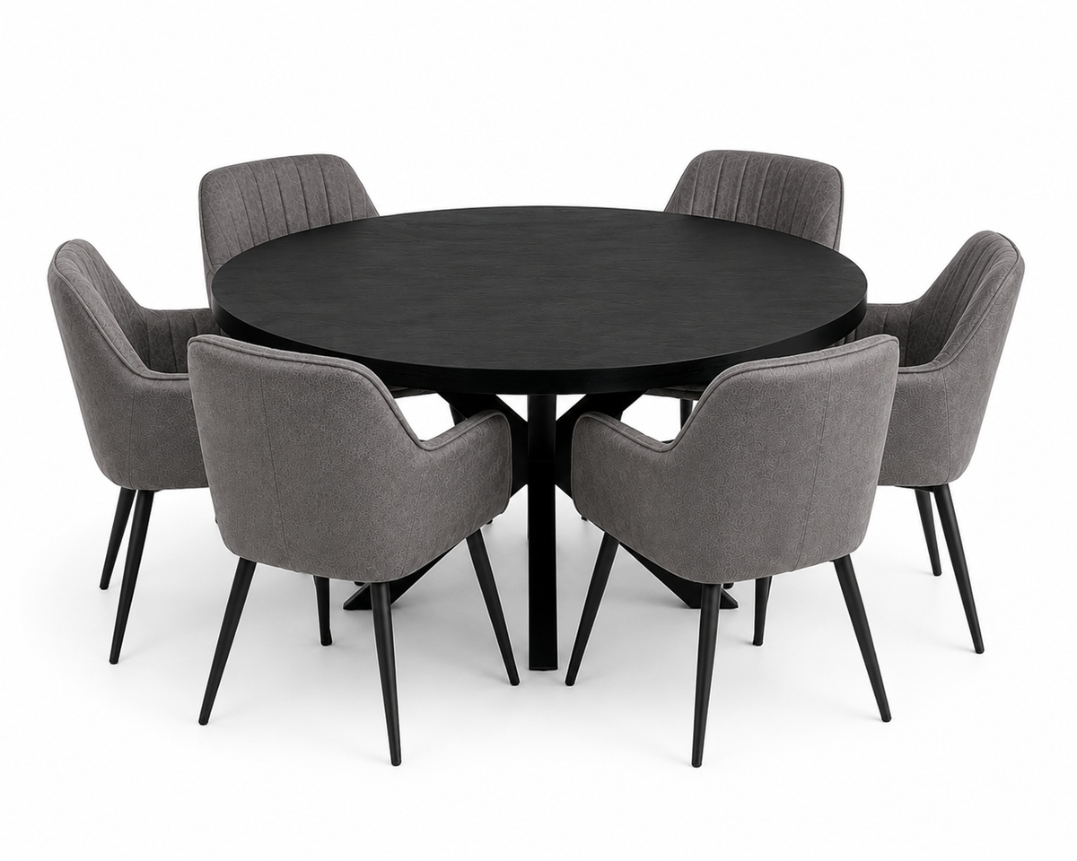 Oscar Deal black 150cm + 6x Vermont dark grey