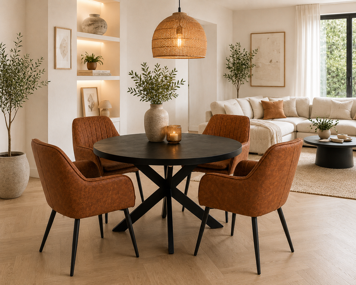 Oscar Deal 120cm black + 4x Vermont misty cognac