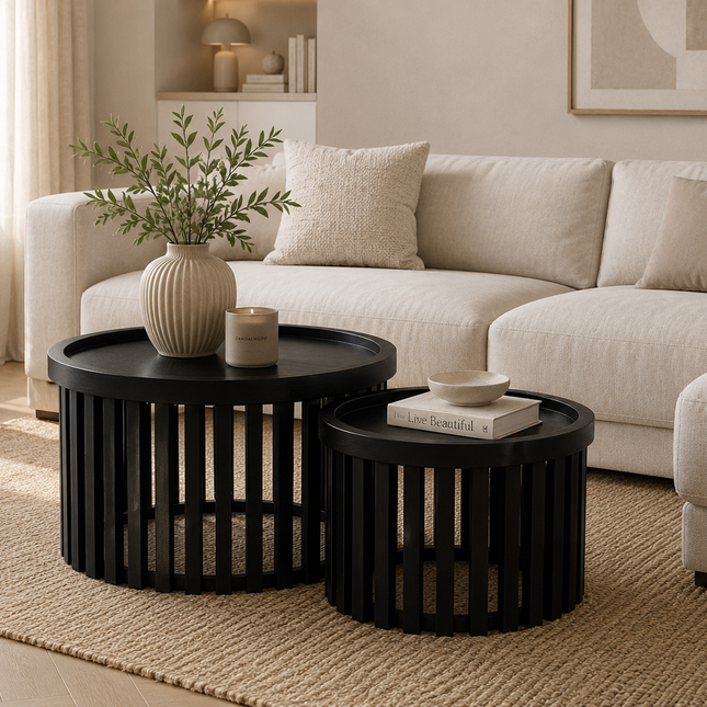 Salontafel S/2 Anna Mango Zwart