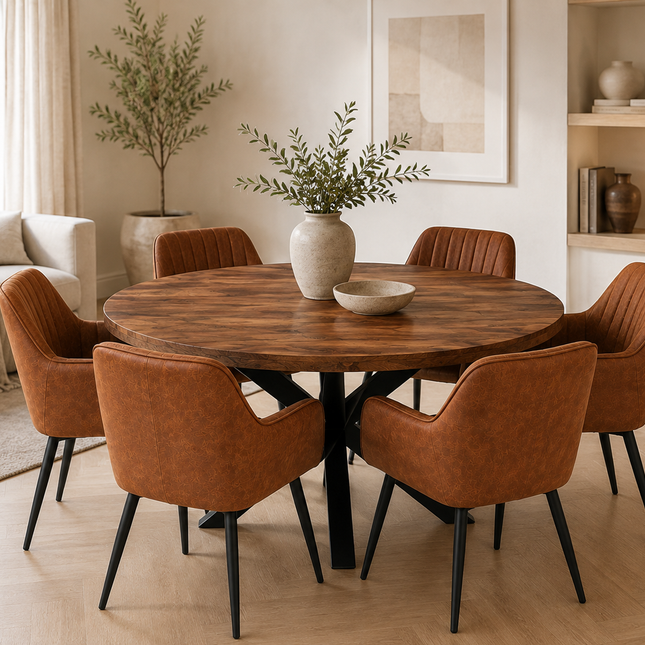 Oscar Deal walnoot 150cm + 6x Vermont cognac