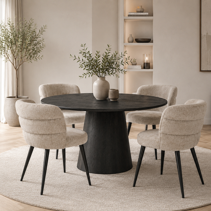 Eettafel Aksel Rond Ø140cm / Iconic base mango black