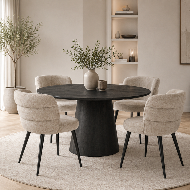 Eettafel Aksel Rond Ø160cm / Iconic base mango black