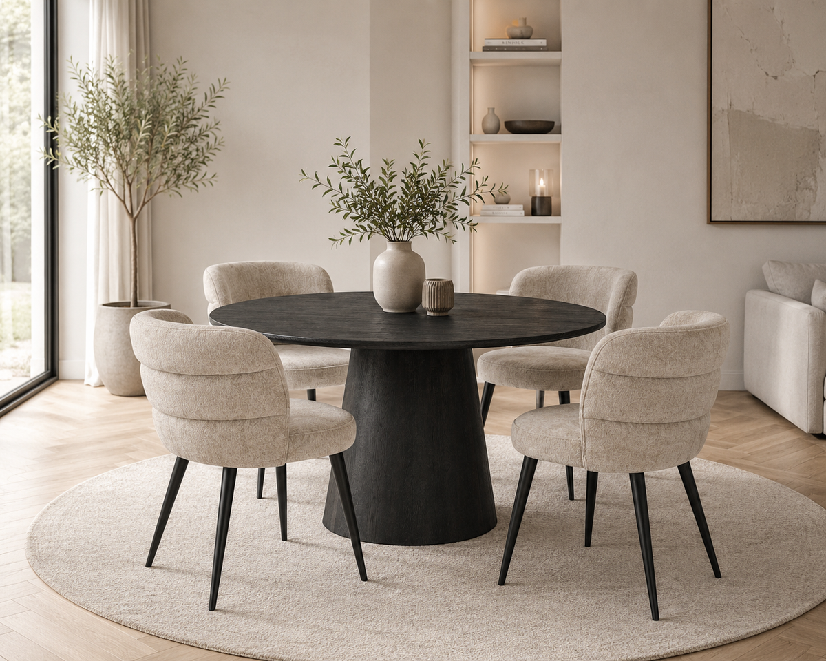 Eettafel Aksel Rond Ø120cm / Iconic base mango black
