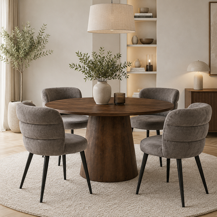 Eettafel Aksel Rond Ø160cm / Iconic base mango walnoot