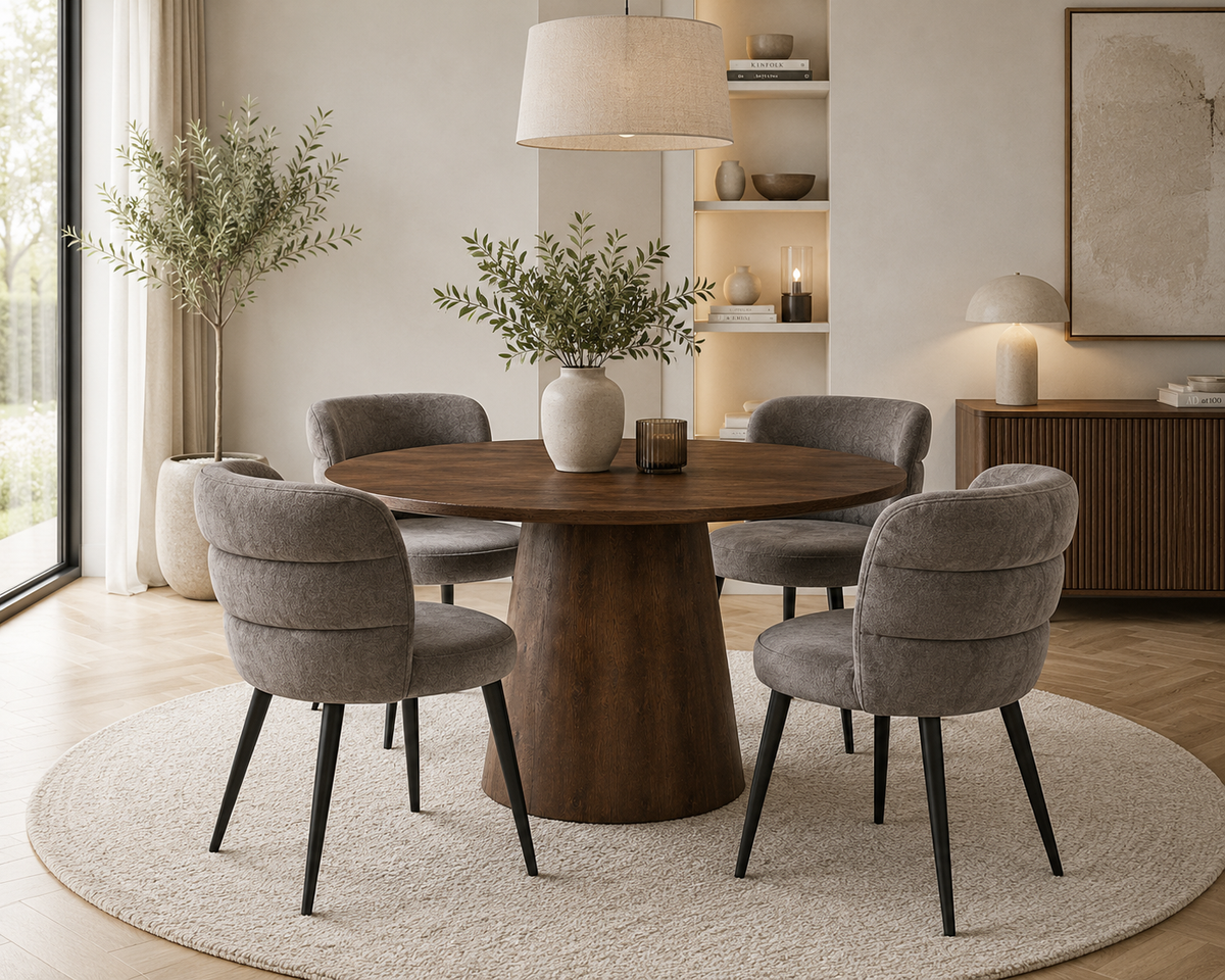 Eettafel Aksel Rond Ø120cm / Iconic base mango walnoot