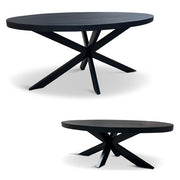 Eettafel Silvia 240x100cm Mango Zwart + Salontafel Silvia 120x70 Mango Zwart