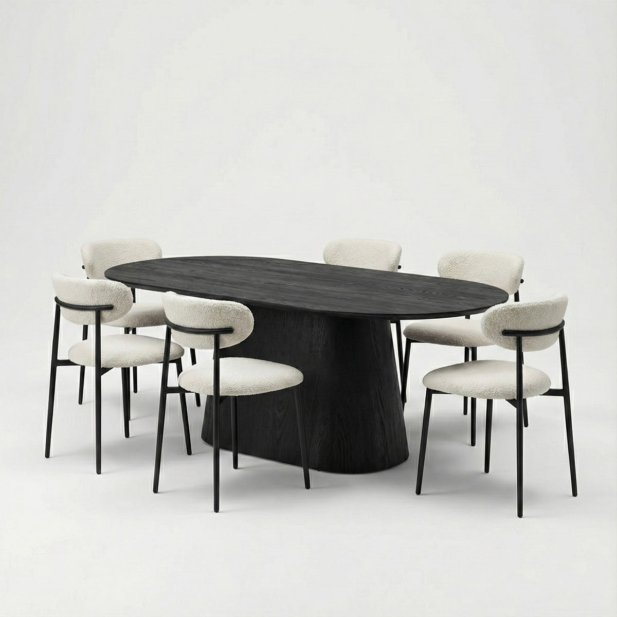 Eettafel Lucas Deens Ovaal Zuil 260x110cm Mango Zwart