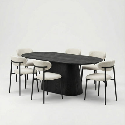 Eettafel Lucas Deens Ovaal Zuil 300x120cm Mango Zwart