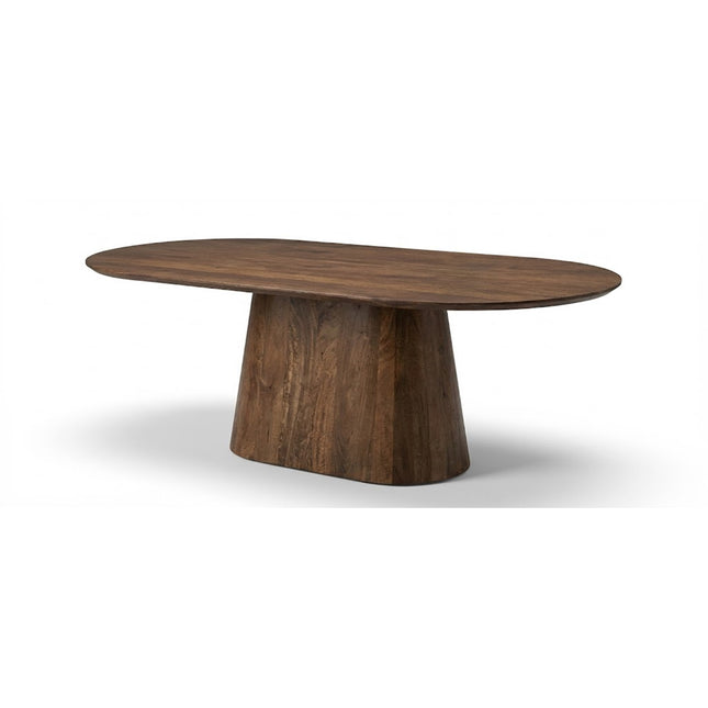 Eettafel Lucas Deens Ovaal Zuil 300x120cm Mango Walnoot