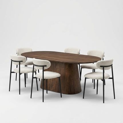Eettafel Lucas Deens Ovaal Zuil 300x120cm Mango Walnoot