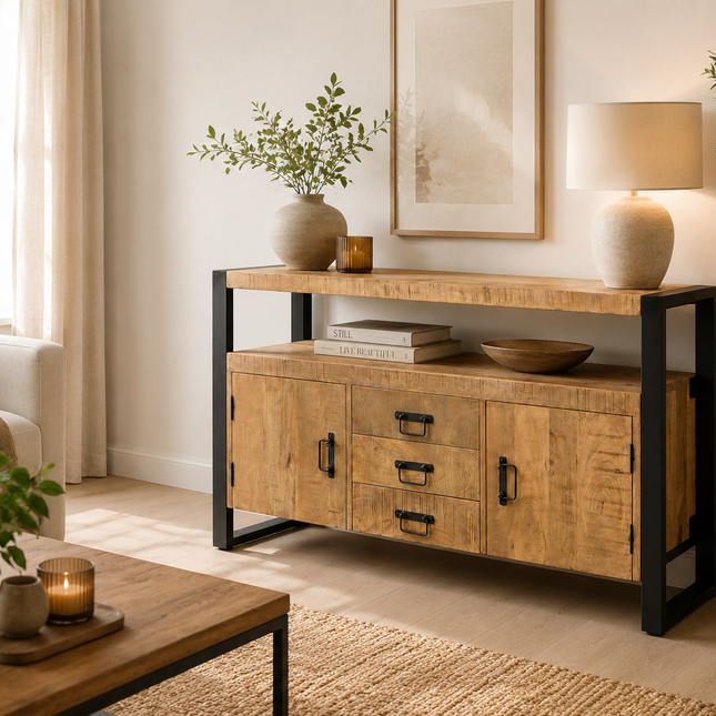 Dressoir Britt 2 deurs / 3 laden mango
