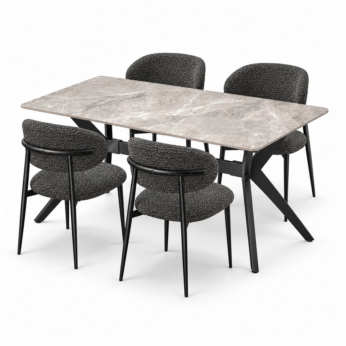 Eettafel Como 120x70cm Slate stone marble grey