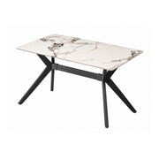 Eettafel Como 120x70cm Slate stone marble white-black