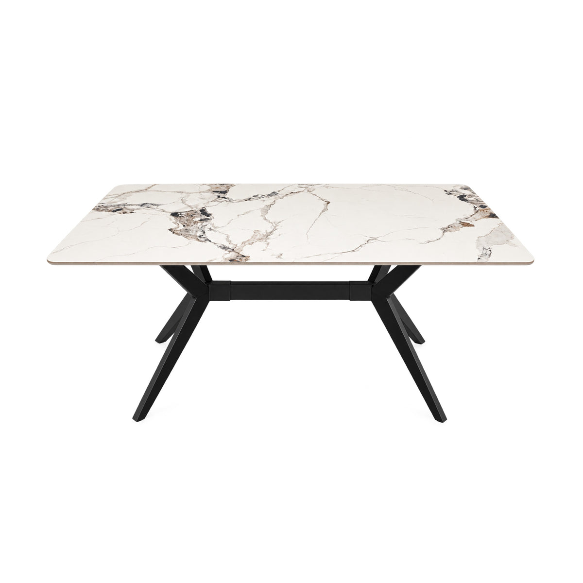 Eettafel Como 120x70cm Slate stone marble white-black