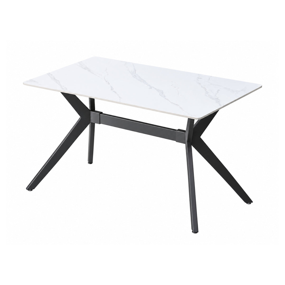 Eettafel Como 120x70cm Slate stone marble white-grey