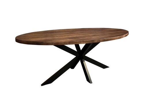 Eettafel Silvia Ovaal 150x90cm Mango Walnoot Bruin