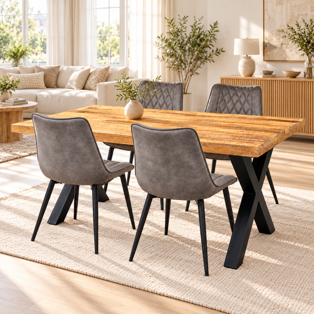 Milan 160x90 mango + 4x Denver misty antraciet