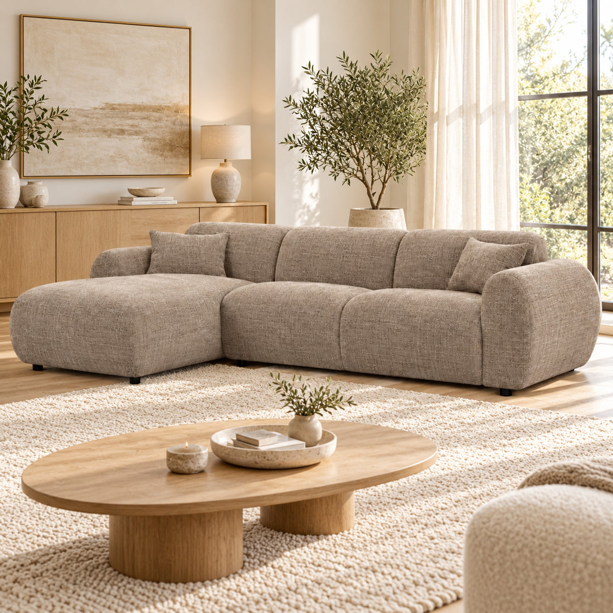 Hoekbank Celeste left line taupe