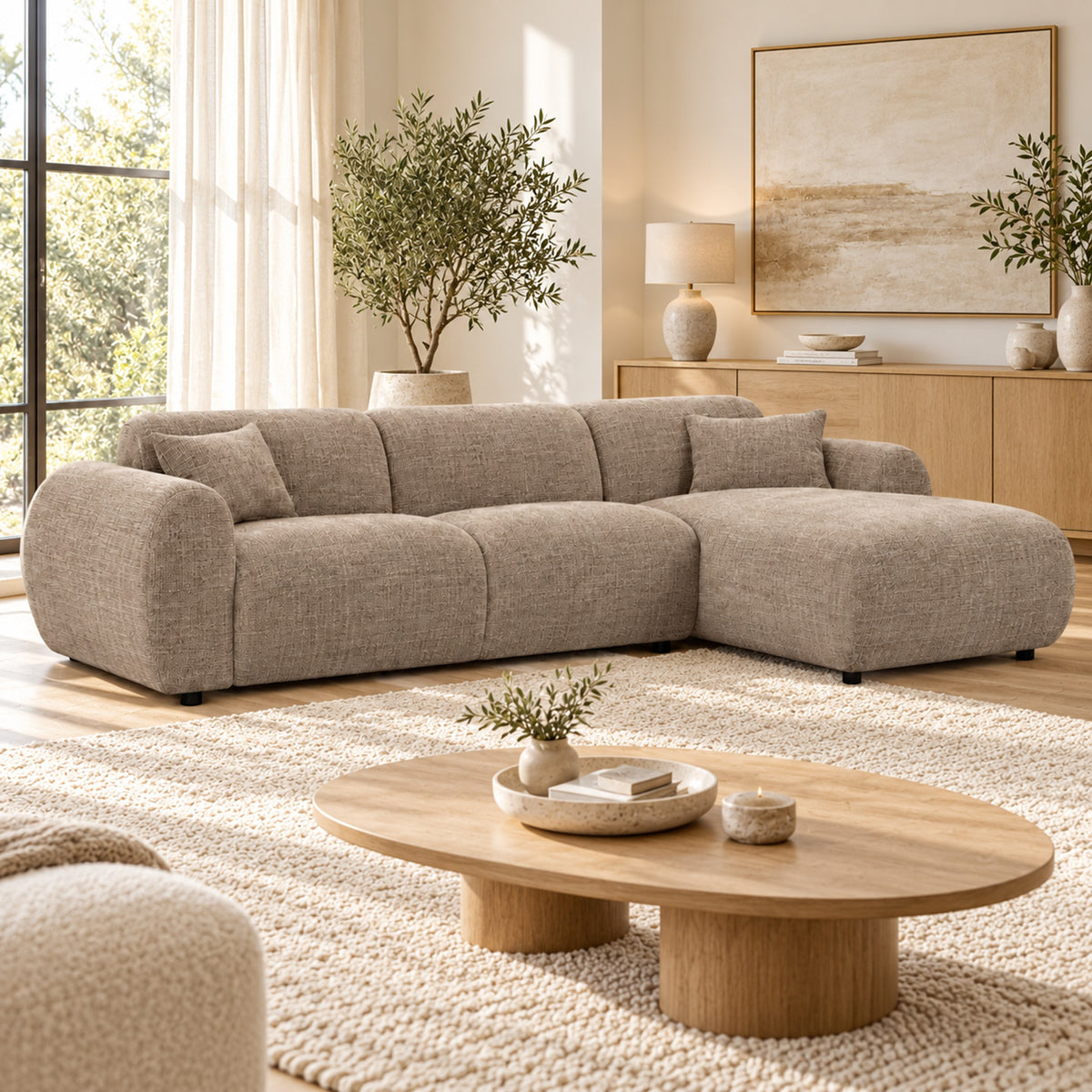 Hoekbank Celeste right line taupe