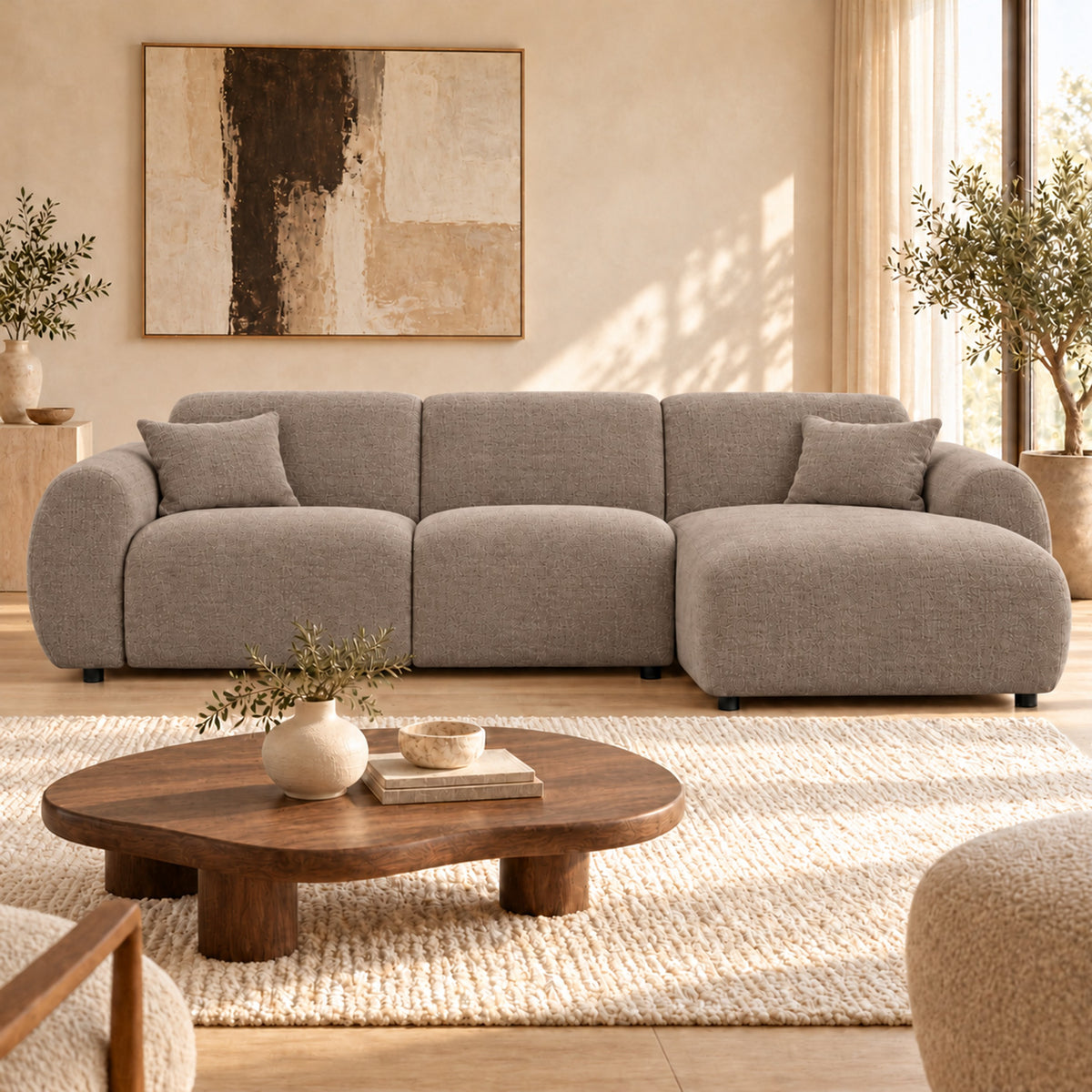 Hoekbank Celeste right line taupe