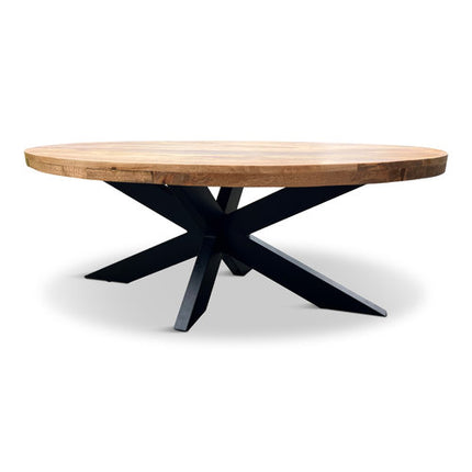 Eettafel Silvia 300x120cm Mango Naturel + Salontafel Silvia 130x70cm Mango Naturel