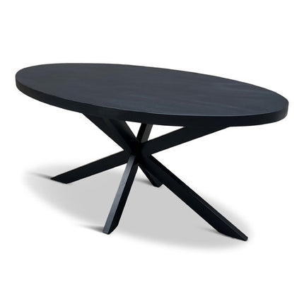 Eettafel Silvia 190x100cm Mango Zwart + Salontafel Silvia 120x70 Mango Zwart