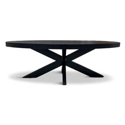 Eettafel Silvia 190x100cm Mango Zwart + Salontafel Silvia 120x70 Mango Zwart