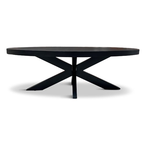 Eettafel Silvia 240x100cm Mango Zwart + Salontafel Silvia 120x70 Mango Zwart