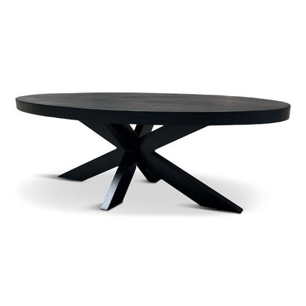 Eettafel Silvia 190x100cm Mango Zwart + Salontafel Silvia 120x70 Mango Zwart