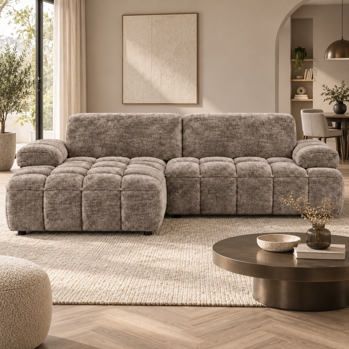 Hoekbank Lesley break taupe left