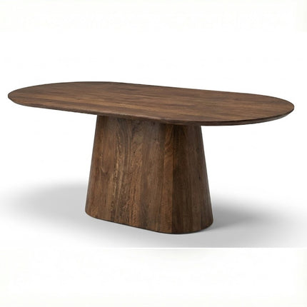 Eettafel Lucas Deens Ovaal Zuil 300x120cm Mango Walnoot