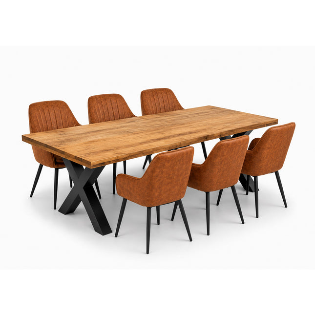 Milan Deal 200cm + 6x Vermont cognac