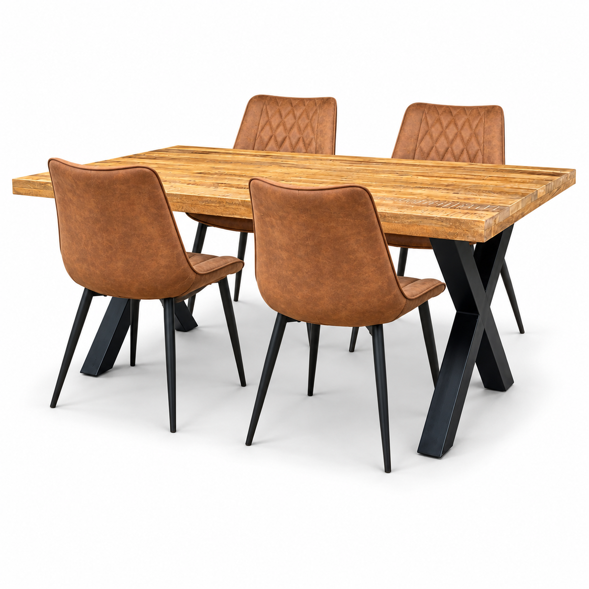 Milan 160x90 mango + 4x Denver misty cognac