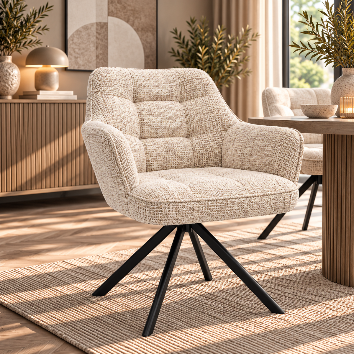 Eetkamersstoel Moreno Weave Cream