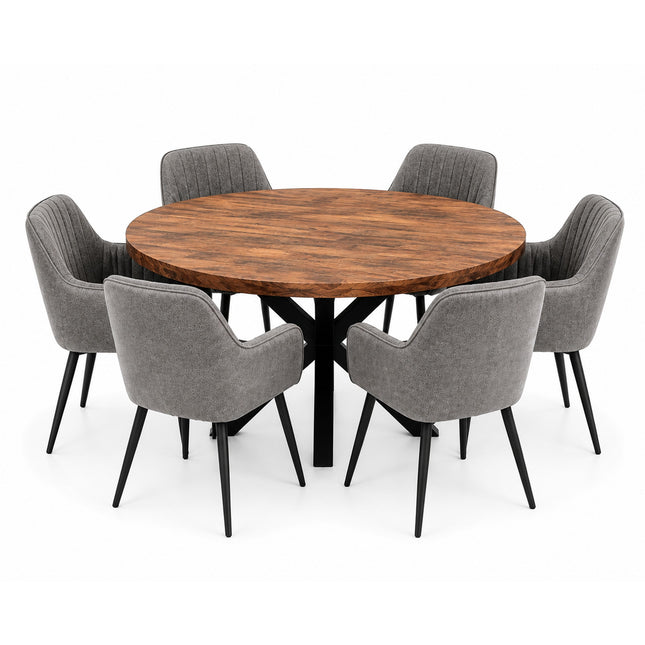 Oscar Deal walnoot 150cm + 6x Vermont dark grey