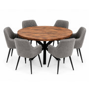 Oscar Deal walnoot 150cm + 6x Vermont dark grey