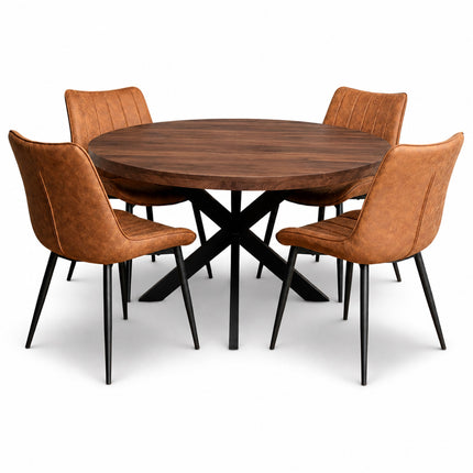 Oscar Deal 120cm walnoot + 4x Arizona cognac