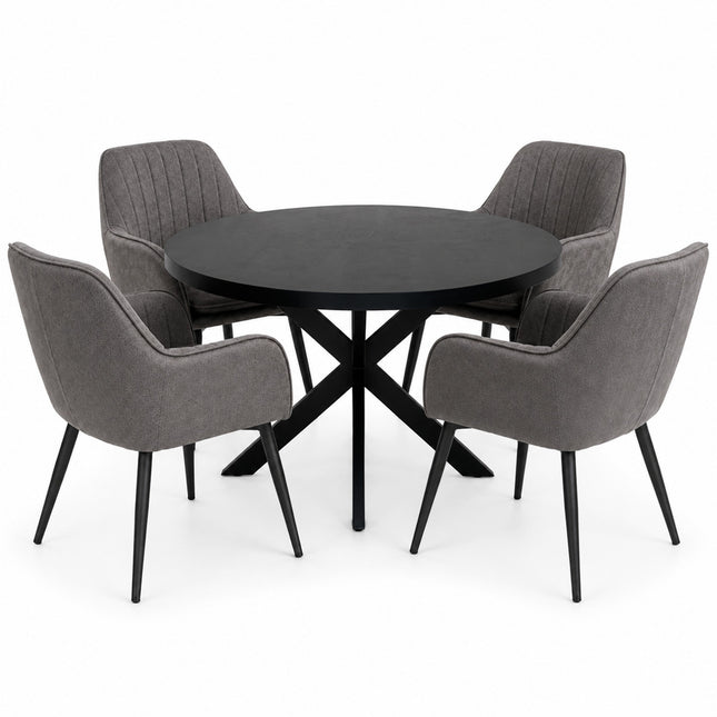 Oscar Deal 120cm black + 4x Vermont misty antraciet