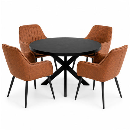 Oscar Deal 120cm black + 4x Vermont misty cognac