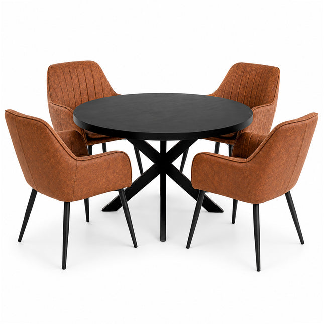 Oscar Deal 120cm black + 4x Vermont misty cognac