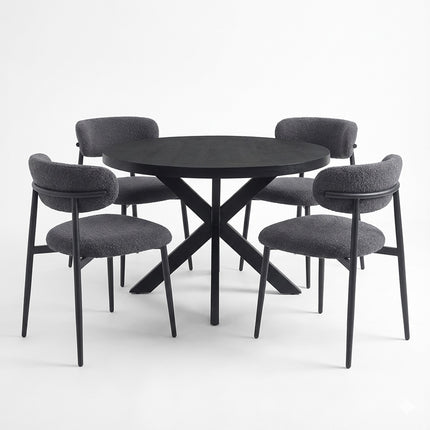 Oscar Deal black mango 120cm + 4x Tess bouclé antraciet