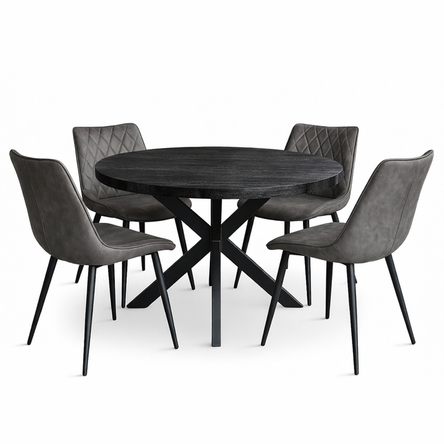 Oscar deal black mango 120cm + 4x Denver misty antraciet