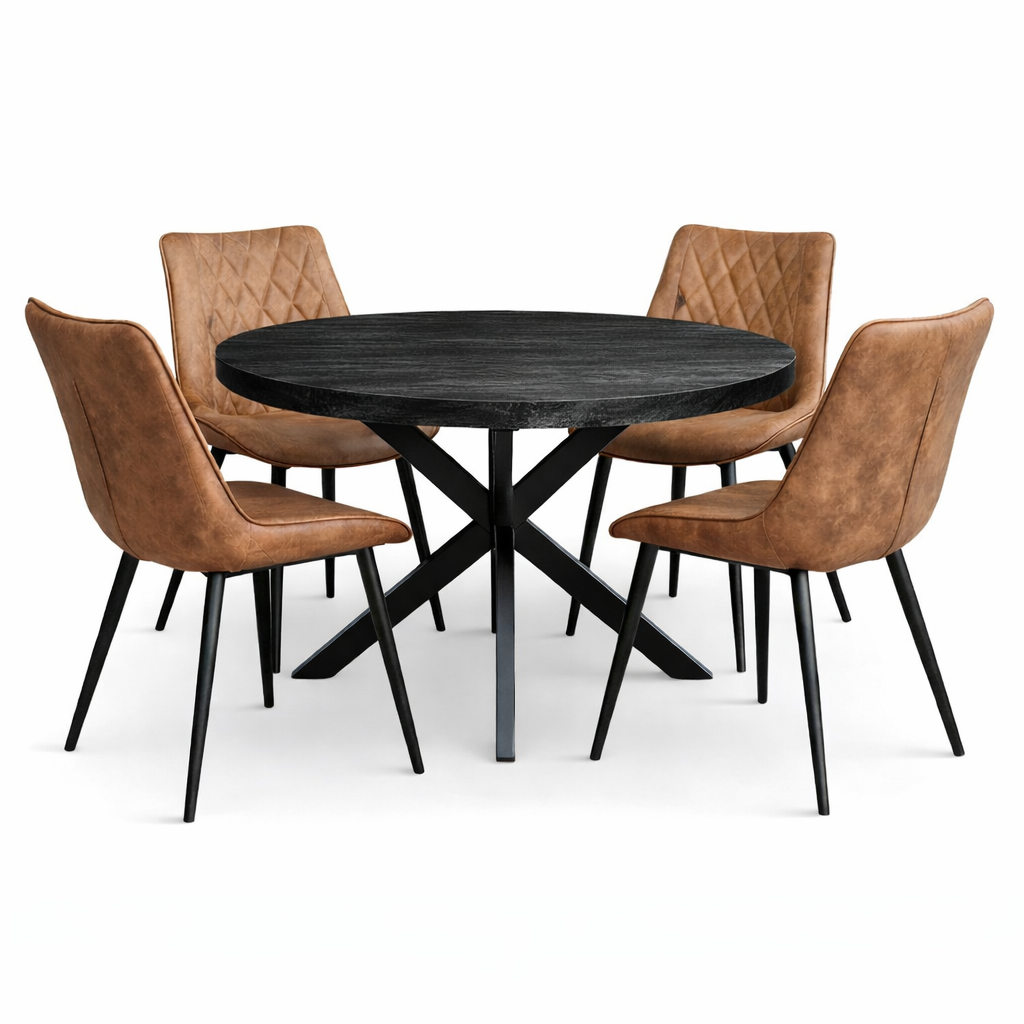 Oscar Deal black mango 120cm + 4x Denver misty cognac