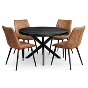 Oscar Deal black mango 120cm + 4x Denver misty cognac