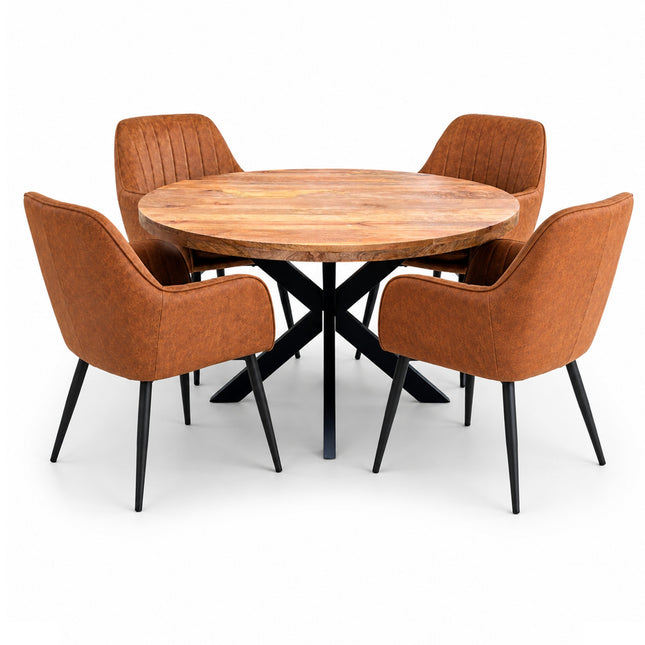 Oscar Deal 120cm mango + 4x Vermont misty cognac