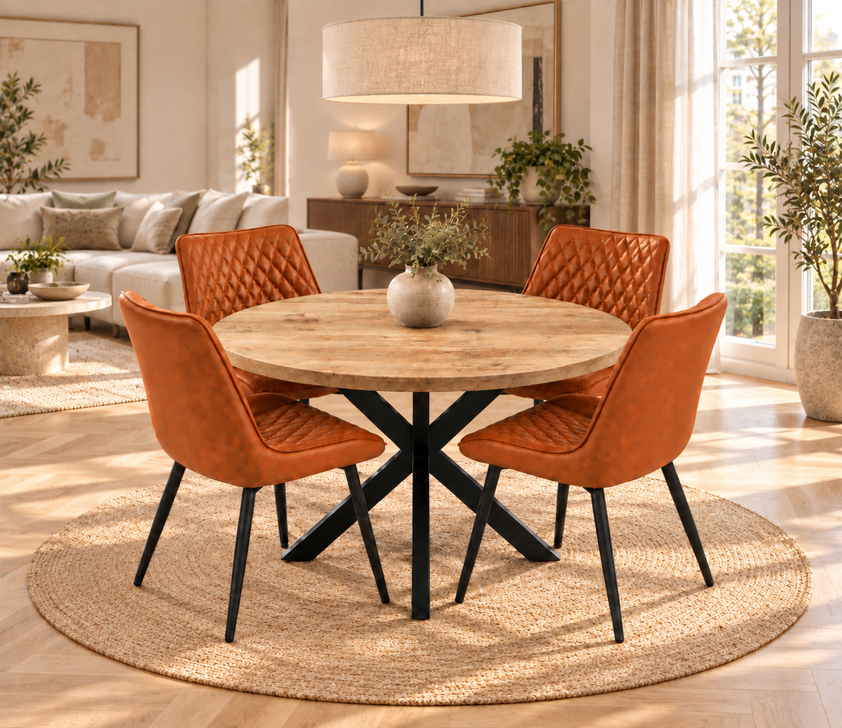 Oscar Deal 120cm mango naturel + 4x Colorado misty cognac