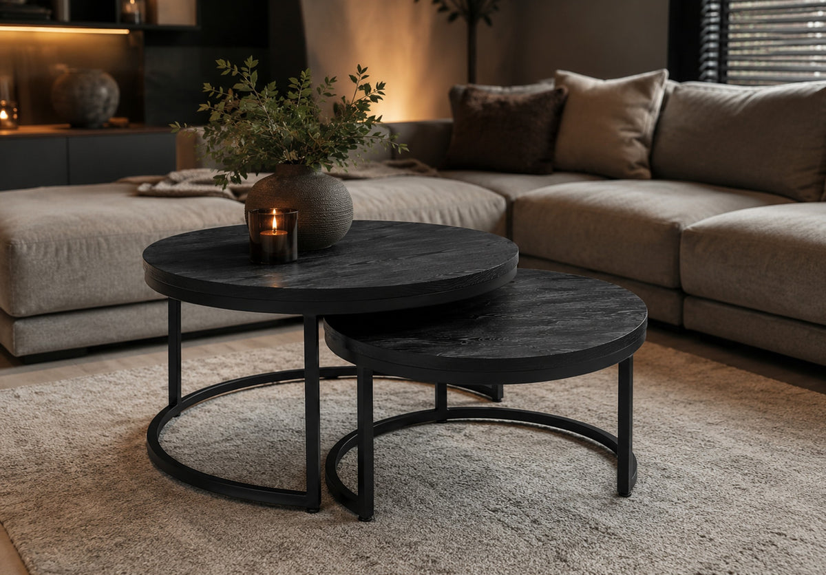 Salontafel S/2 Glasgow XL Mango black