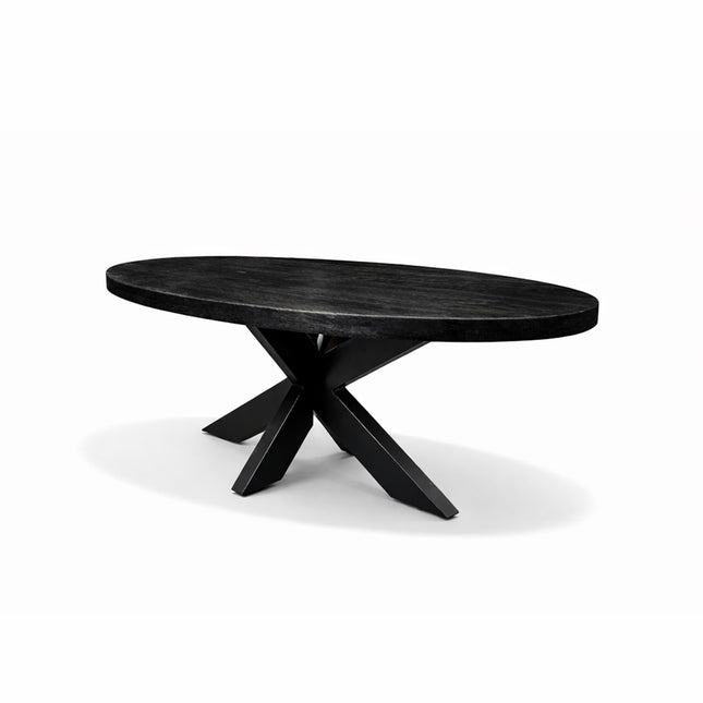 Salontafel Silvia Ovaal 100x60cm Mango Zwart