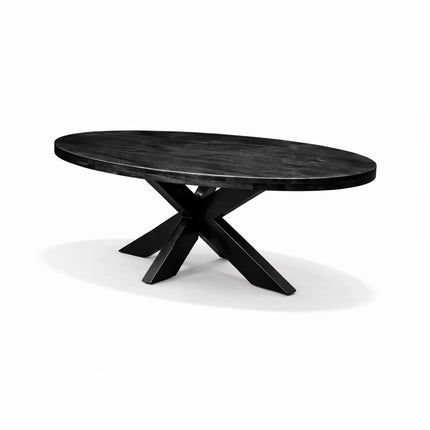 Salontafel Silvia Ovaal 100x60cm Mango Zwart